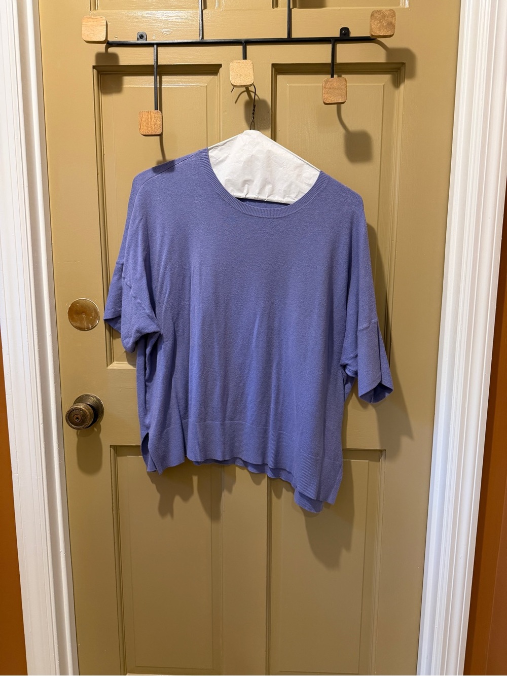 Relaxed periwinkle Short Sleeve Knit Top